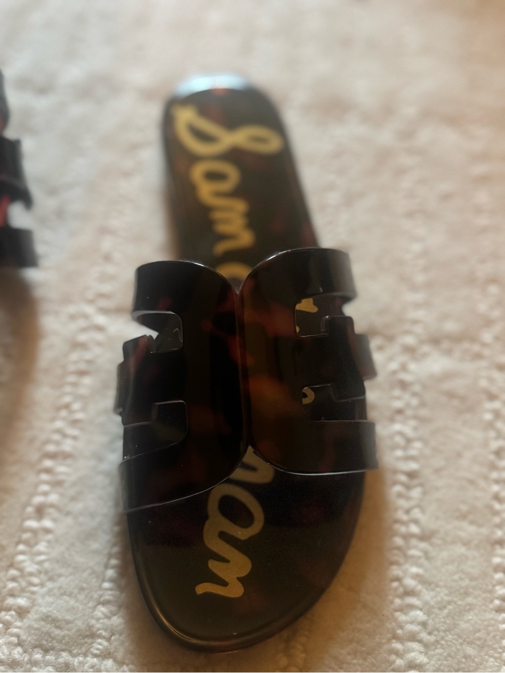 Sam Edelman Tortoiseshell Black and Brown Slide Sandals - Picture 7 of 11